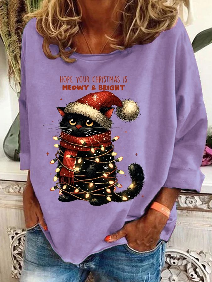 Hope Your Christmas Is Meowy and Bright Casual Sweatshirt