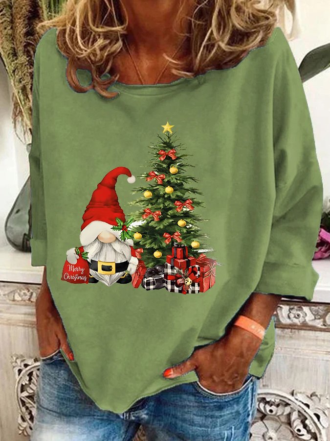 Santa Gnome Christmas Gnome Christmas Tree Casual Sweatshirt