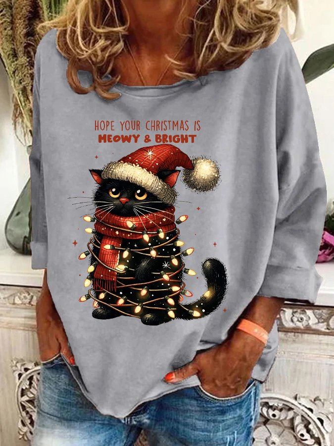 Hope Your Christmas Is Meowy and Bright Casual Sweatshirt