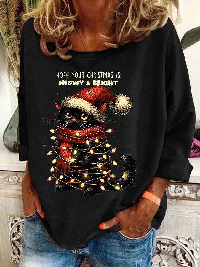 Hope Your Christmas Is Meowy and Bright Casual Sweatshirt