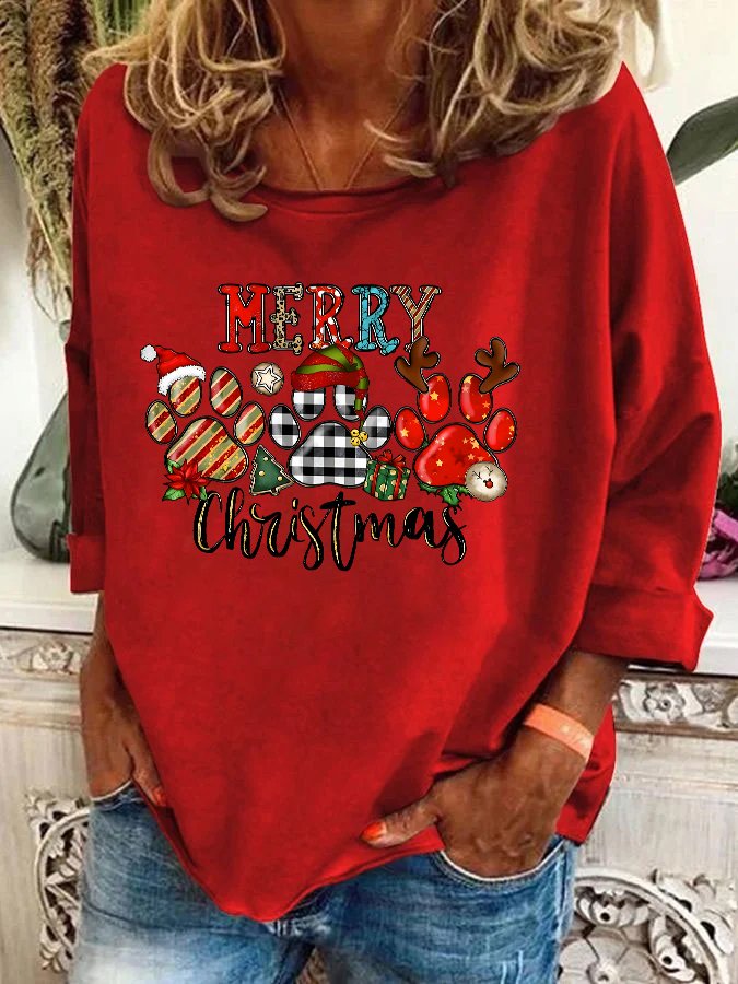 Christmas Dogs Paws Casual Sweatshirt