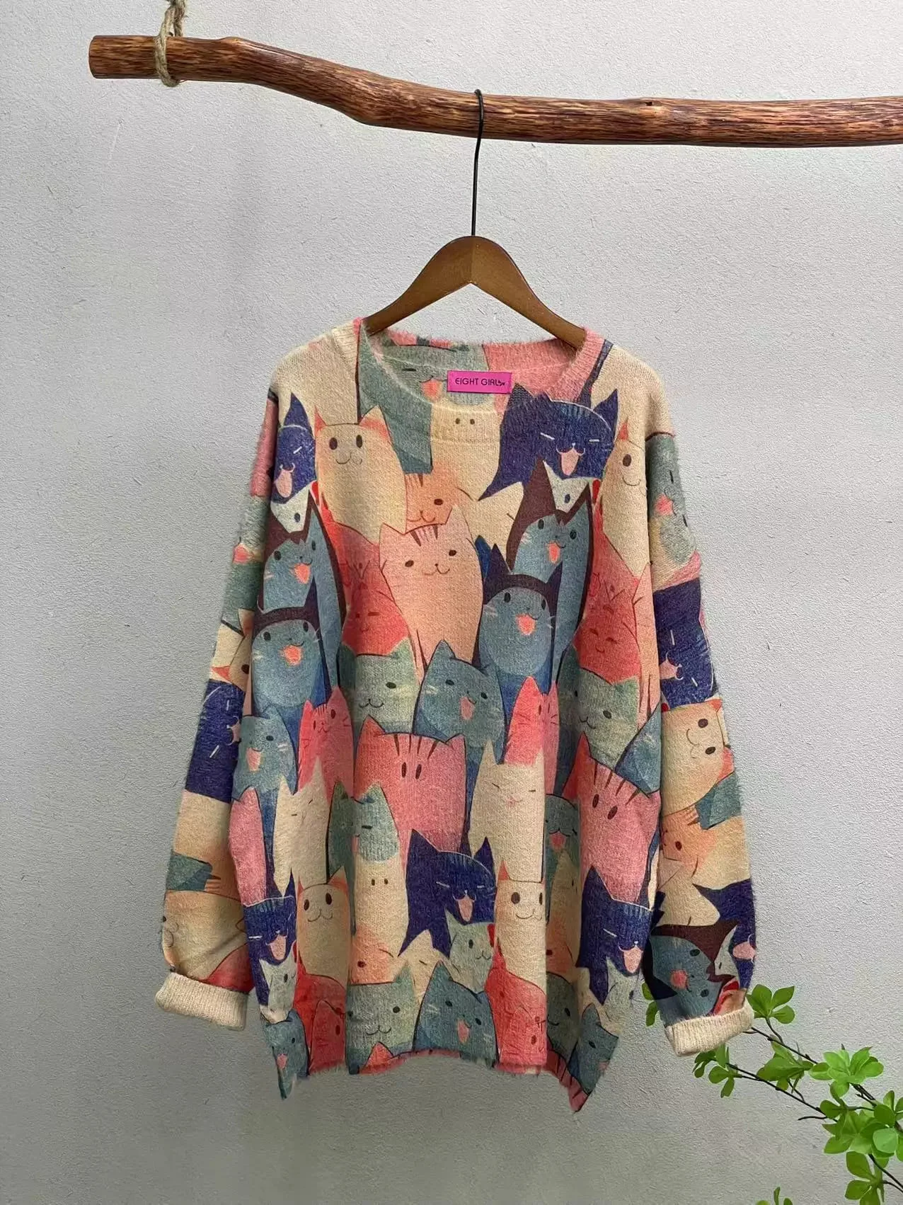 Funny cat Casual Knitted Loose Sweater