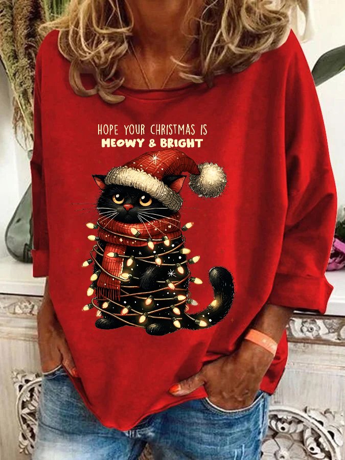 Hope Your Christmas Is Meowy and Bright Casual Sweatshirt