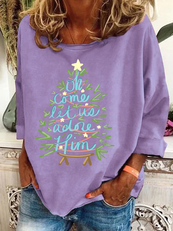 Oh Come Let Us Adore Him Nativity Christmas Casual Sweatshirt