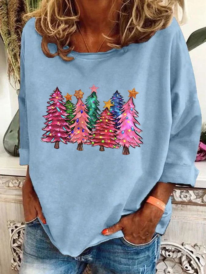 Pink Tree Christmas Casual Sweatshirt