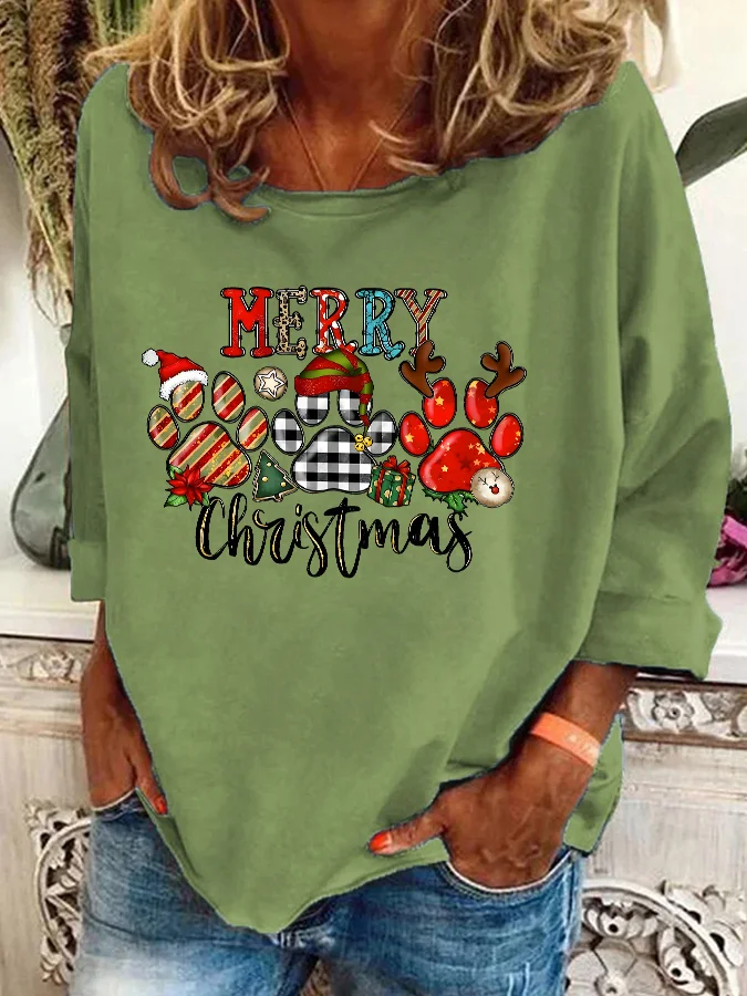 Christmas Dogs Paws Casual Sweatshirt