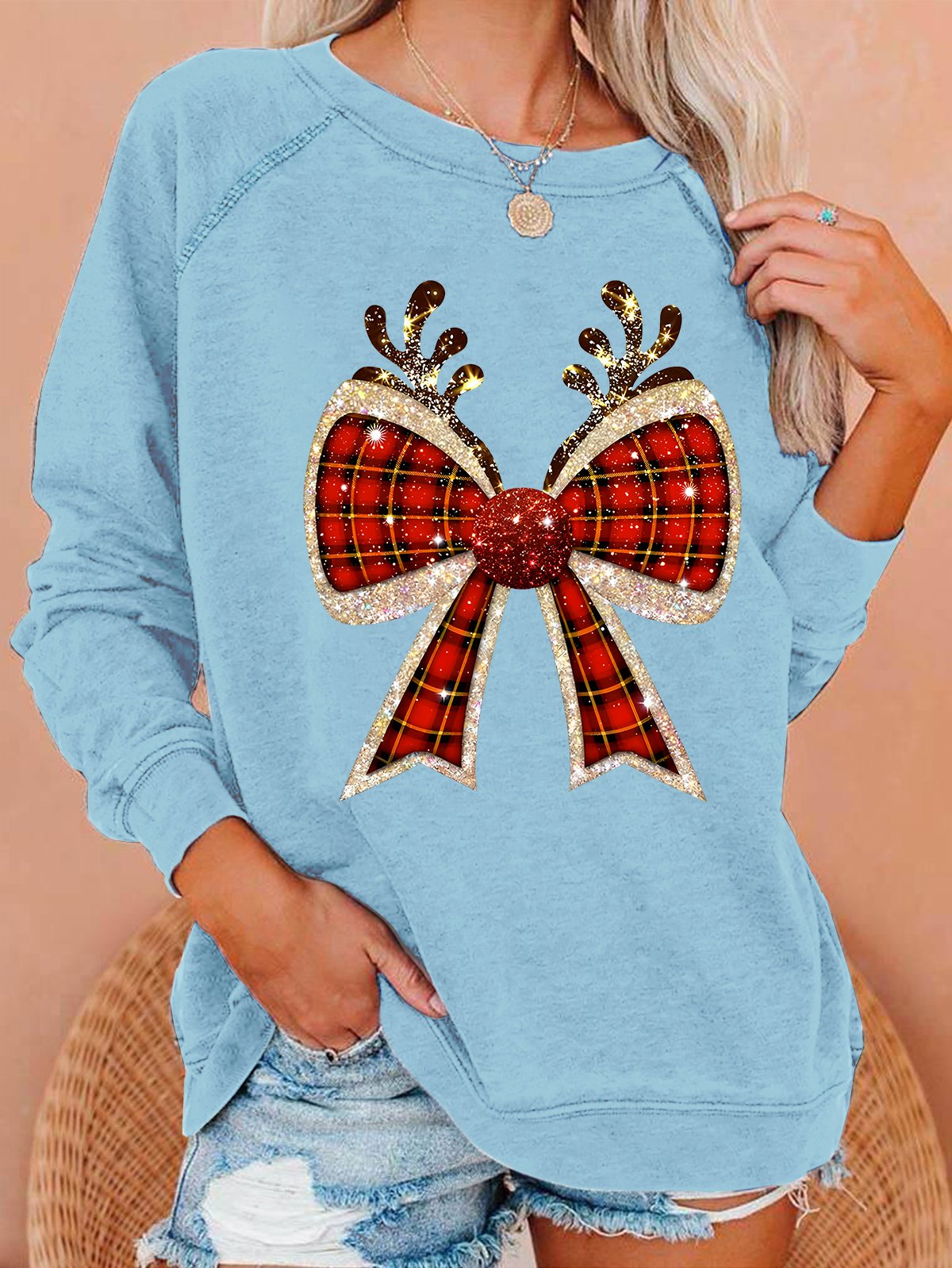 Christmas Coquette Bow  Casual Sweatshirt