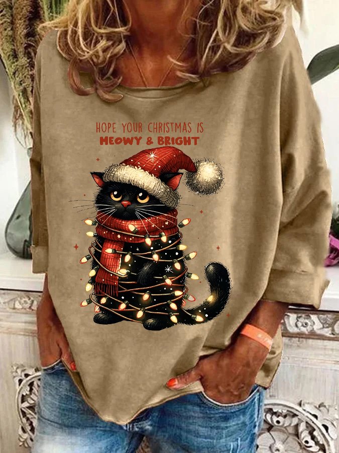 Hope Your Christmas Is Meowy and Bright Casual Sweatshirt