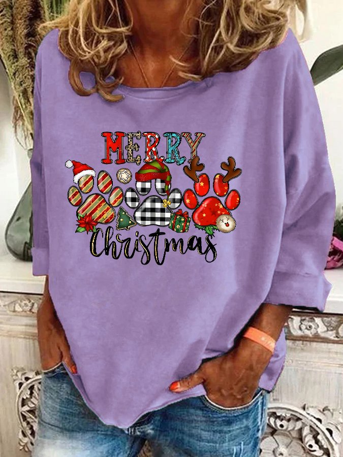 Christmas Dogs Paws Casual Sweatshirt