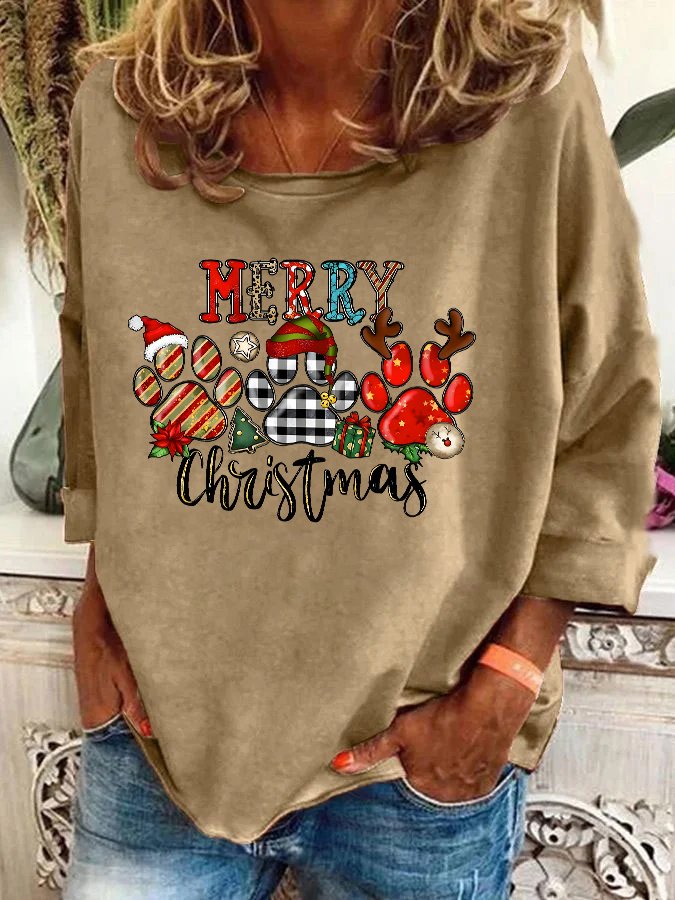 Christmas Dogs Paws Casual Sweatshirt