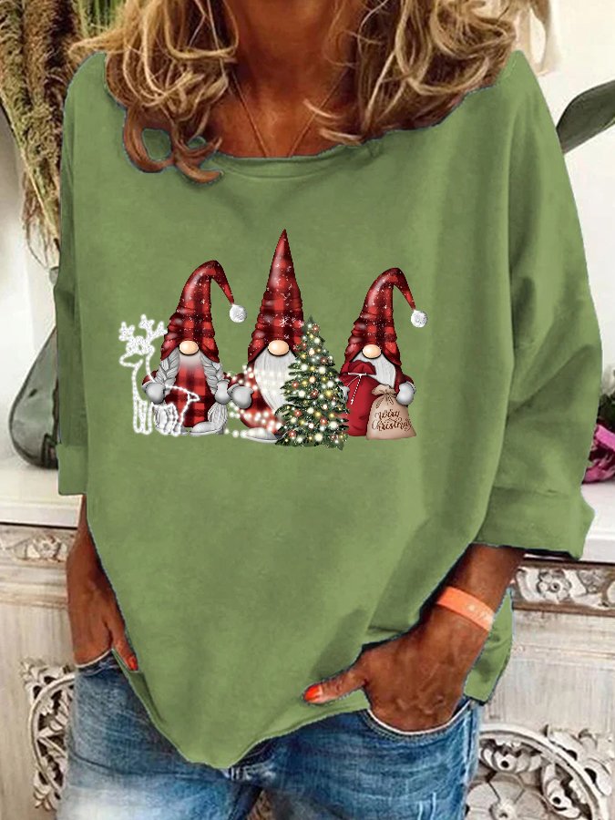 Christmas Gnomes Buffalo Plaid Gnomes Casual Sweatshirt