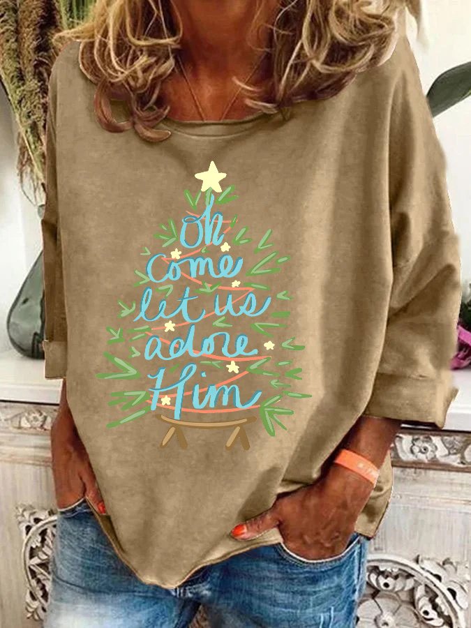 Oh Come Let Us Adore Him Nativity Christmas Casual Sweatshirt