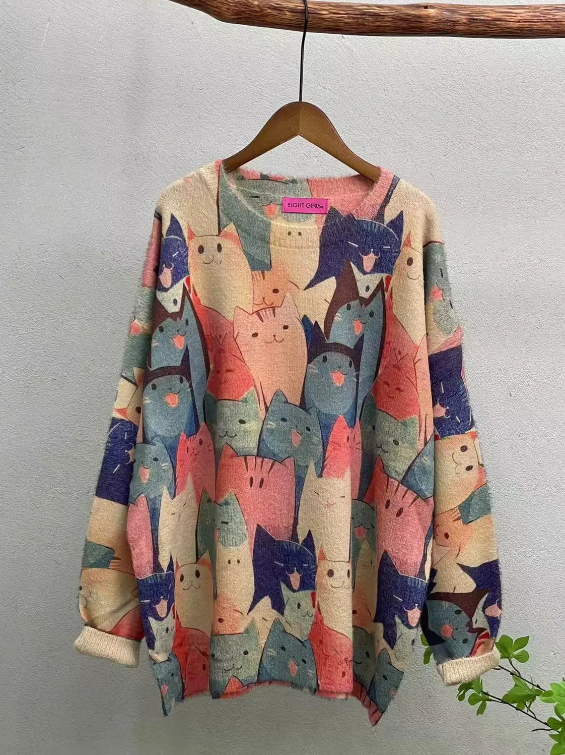 Funny cat Casual Knitted Loose Sweater