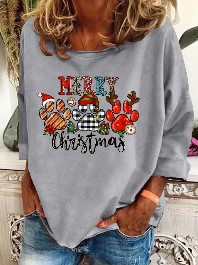 Christmas Dogs Paws Casual Sweatshirt