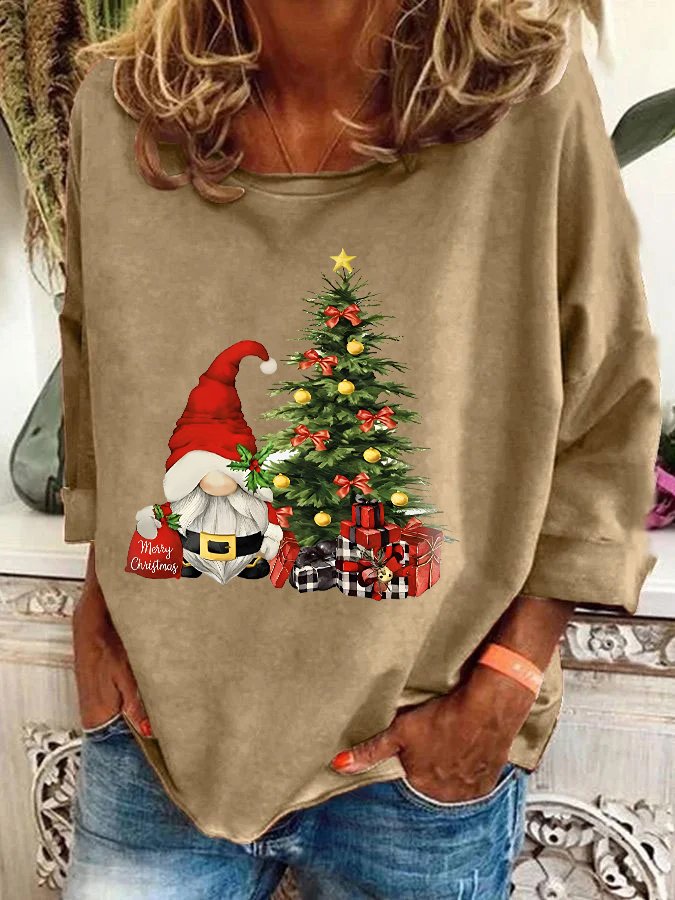 Santa Gnome Christmas Gnome Christmas Tree Casual Sweatshirt