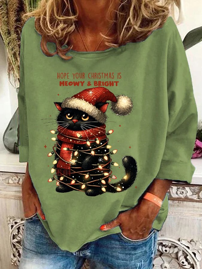 Hope Your Christmas Is Meowy and Bright Casual Sweatshirt