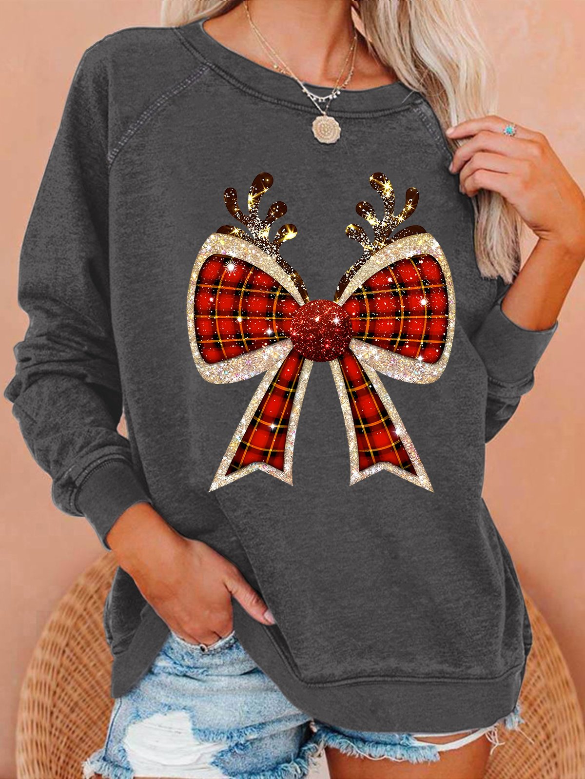 Christmas Coquette Bow  Casual Sweatshirt