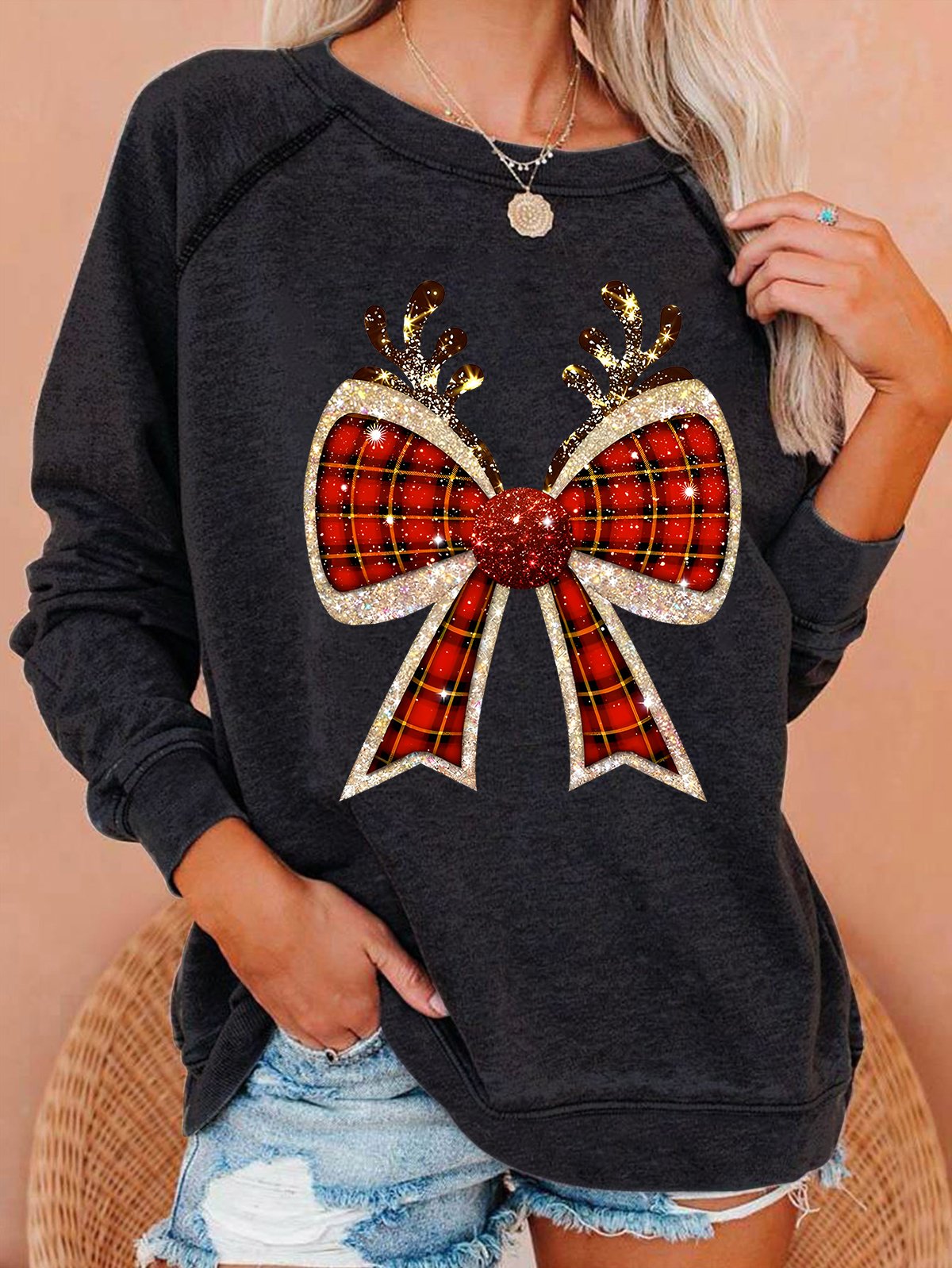 Christmas Coquette Bow  Casual Sweatshirt