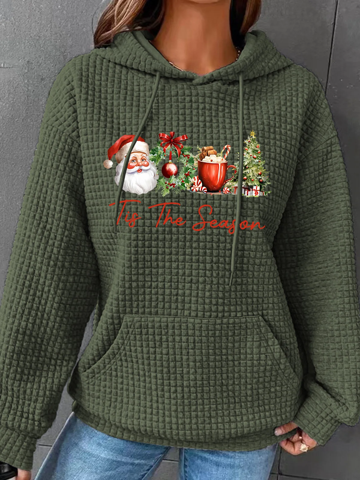 Christmas Tis the Season Cozy Simple Loose Hoodie