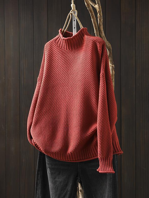 Loose Mock Neck Wool/Knitting Sweater