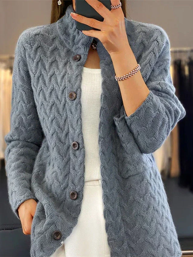 Loose Casual Stand Collar Cardigan