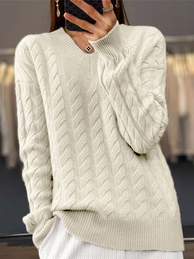 Wool/Knitting V Neck Casual Sweater