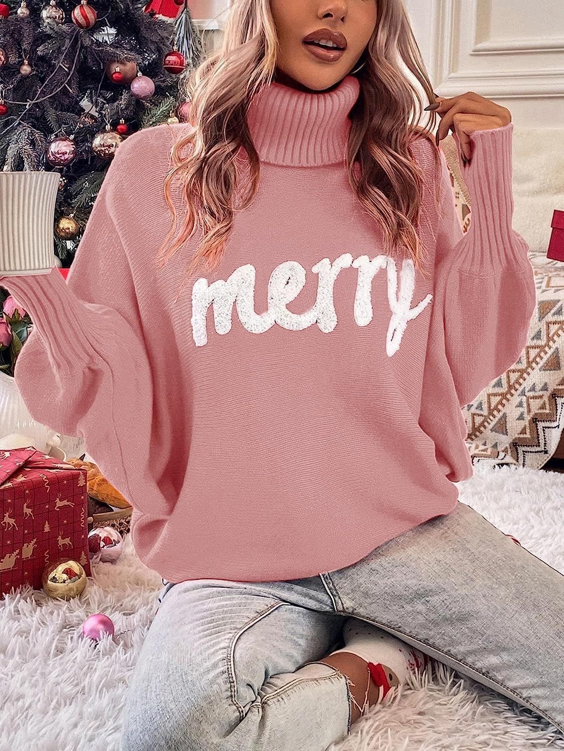 Casual Yarn/Wool Yarn Turtleneck Text Letters Sweater