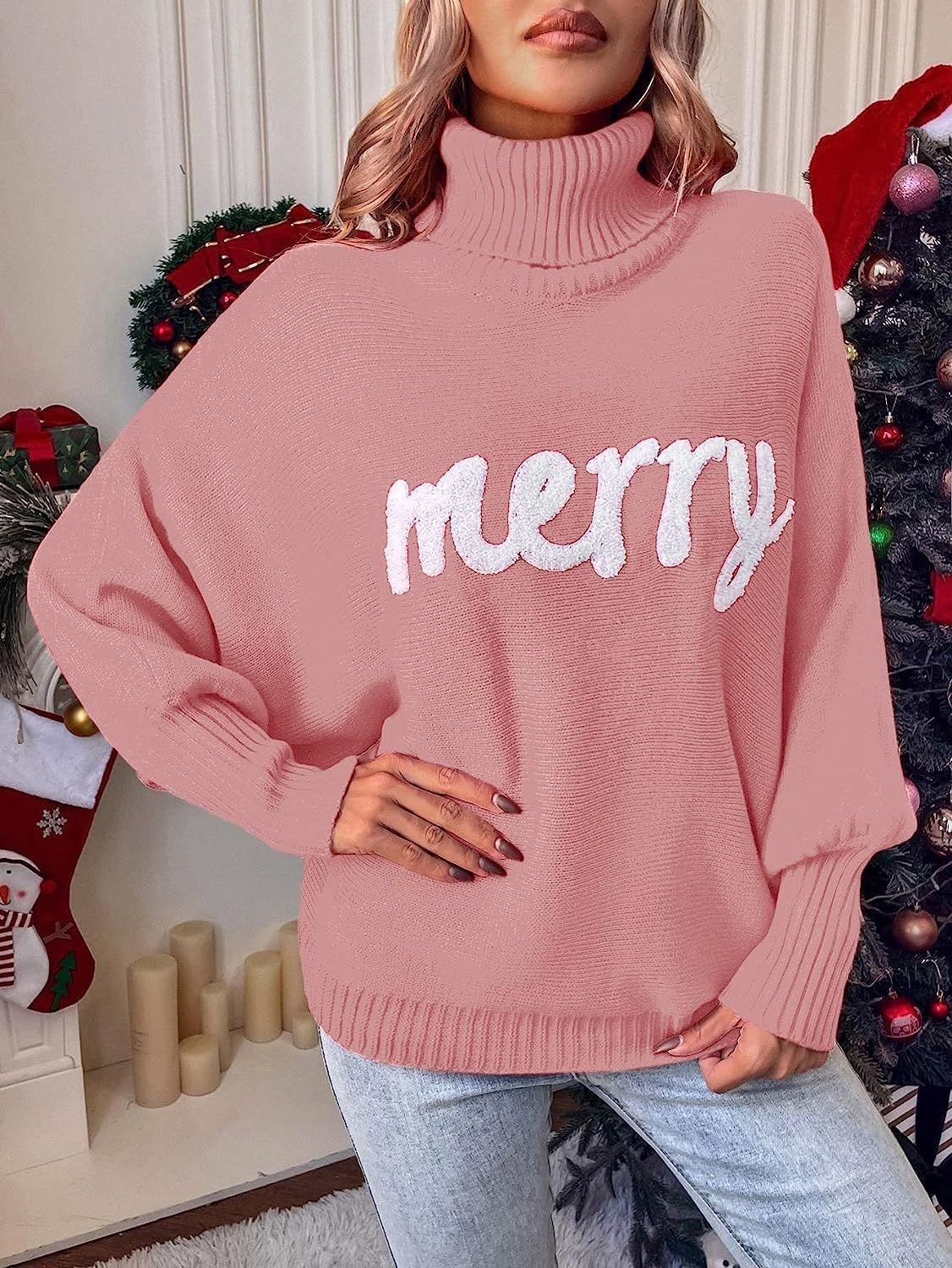 Casual Yarn/Wool Yarn Turtleneck Text Letters Sweater