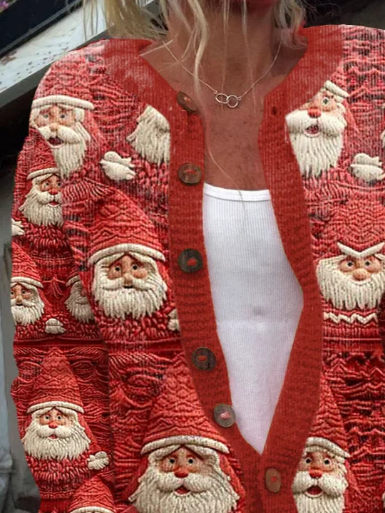 Women's Christmas Printed Comfortable Knitted Cardigan