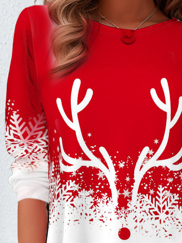 Christmas Elk Crew Neck T-Shirt