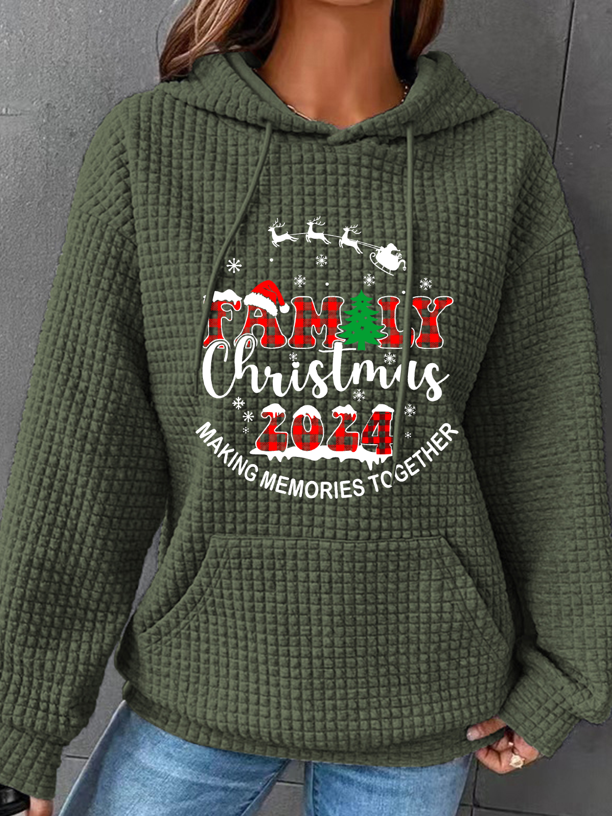 Christmas  Making Memories Together Simple Loose Hoodie