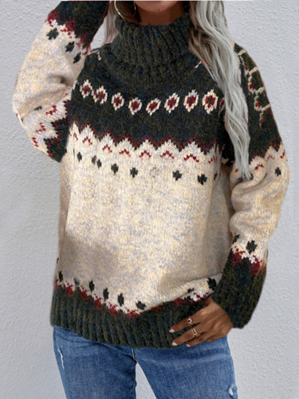 Turtleneck Ethnic Casual Sweater