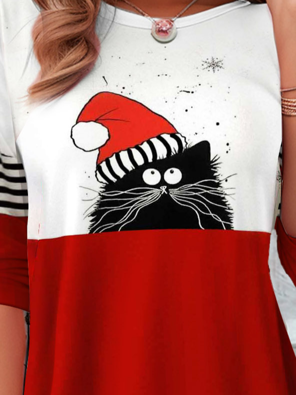 Christmas Cat Casual T-Shirt