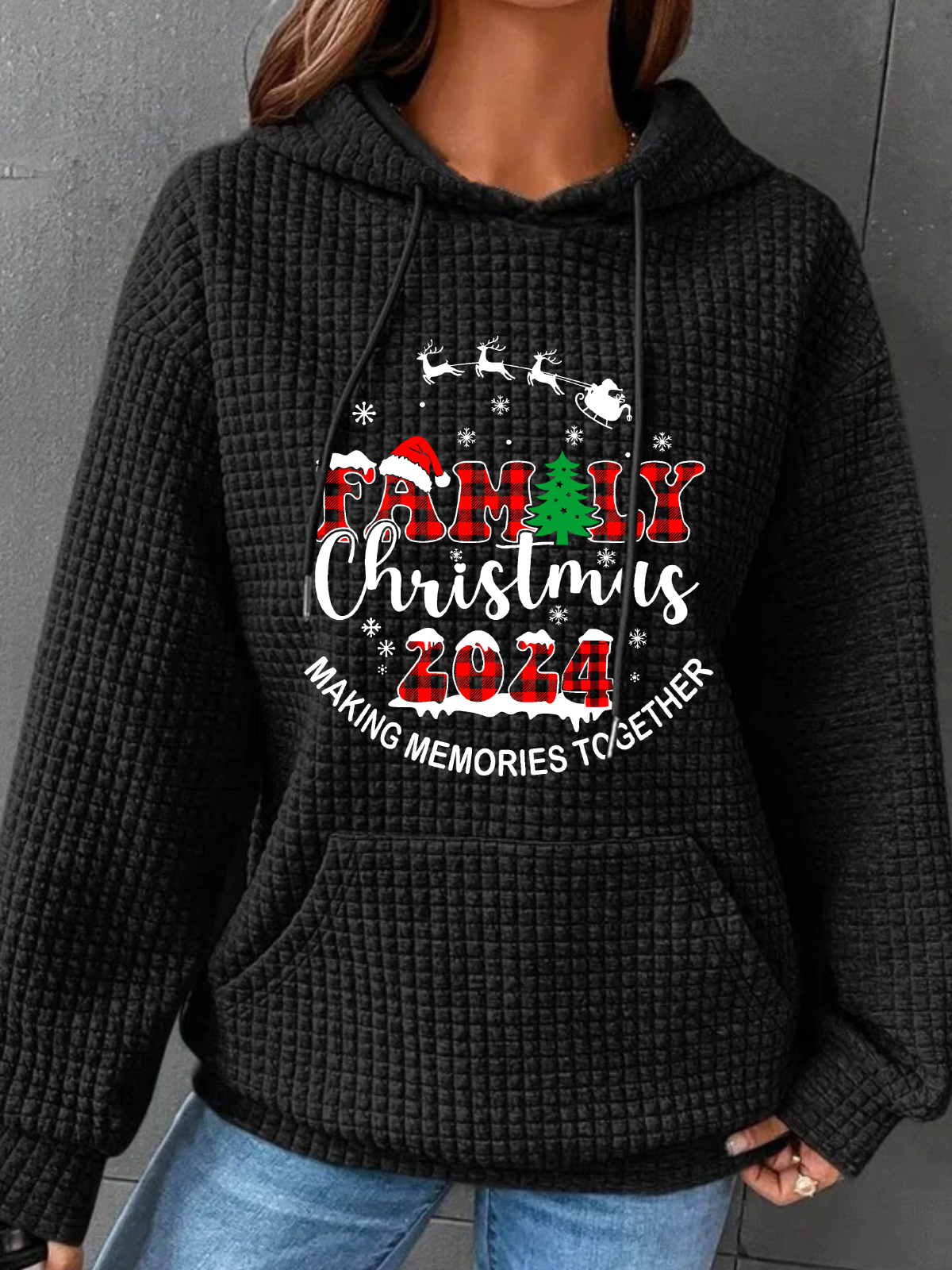 Christmas  Making Memories Together Simple Loose Hoodie