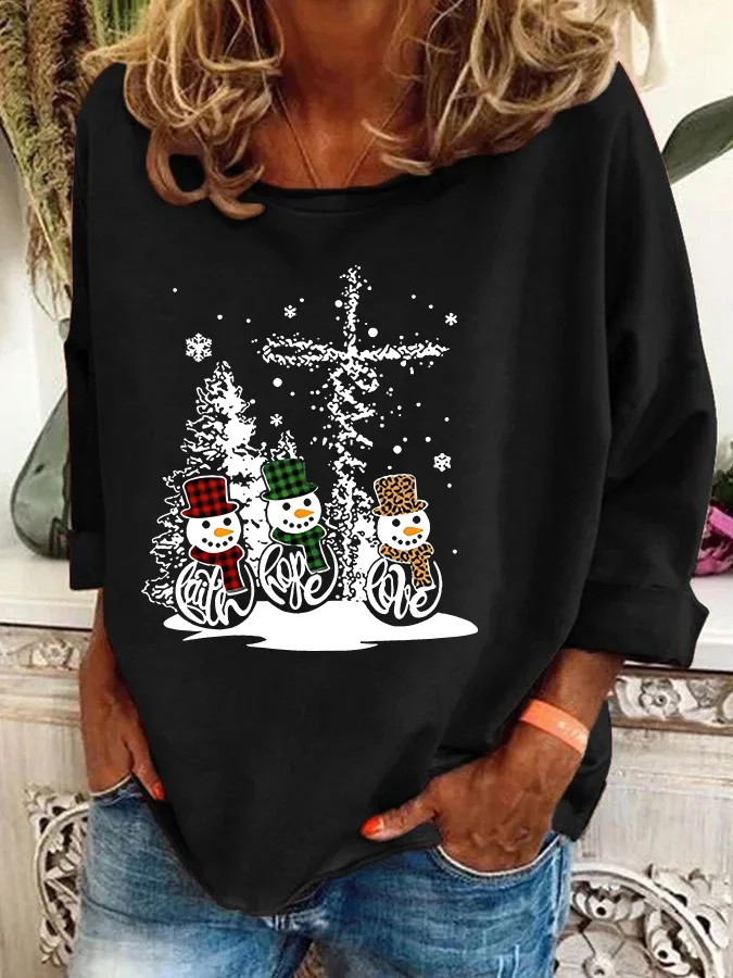 Christmas Print Casual Sweatshirt