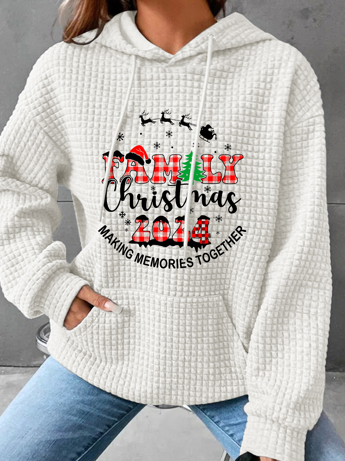 Christmas  Making Memories Together Simple Loose Hoodie