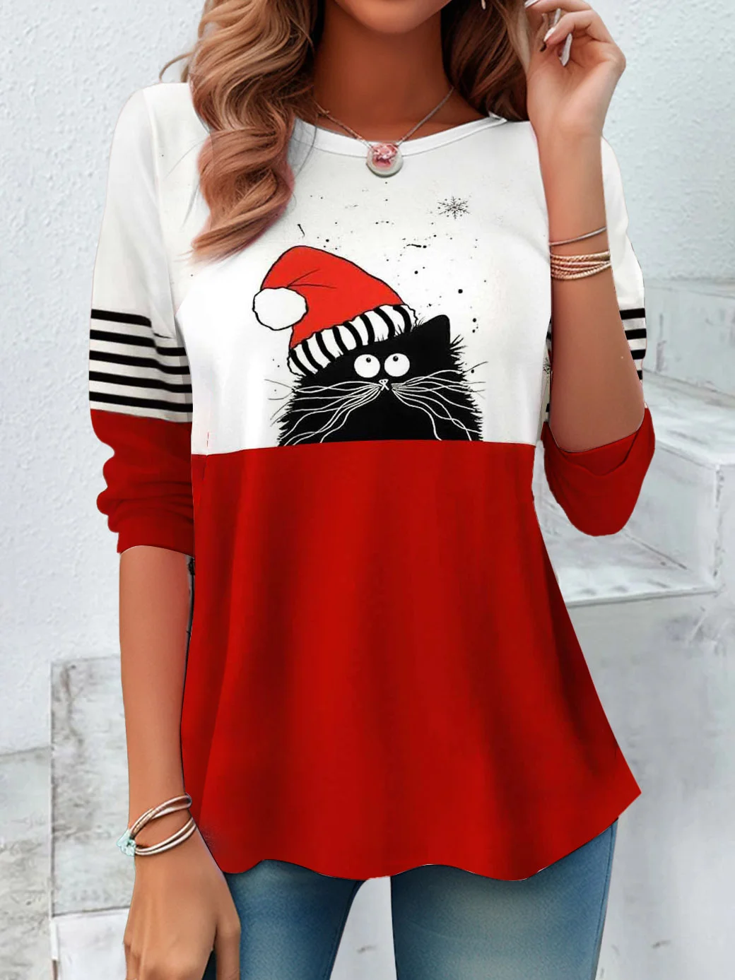 Christmas Cat Casual T-Shirt