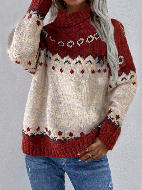 Turtleneck Ethnic Casual Sweater