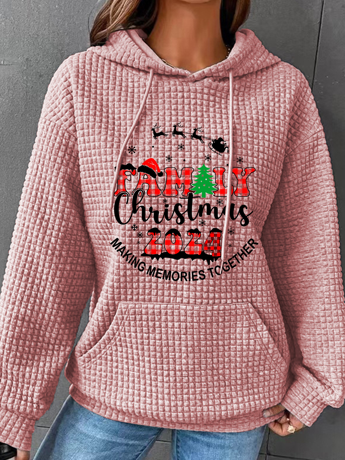 Christmas  Making Memories Together Simple Loose Hoodie