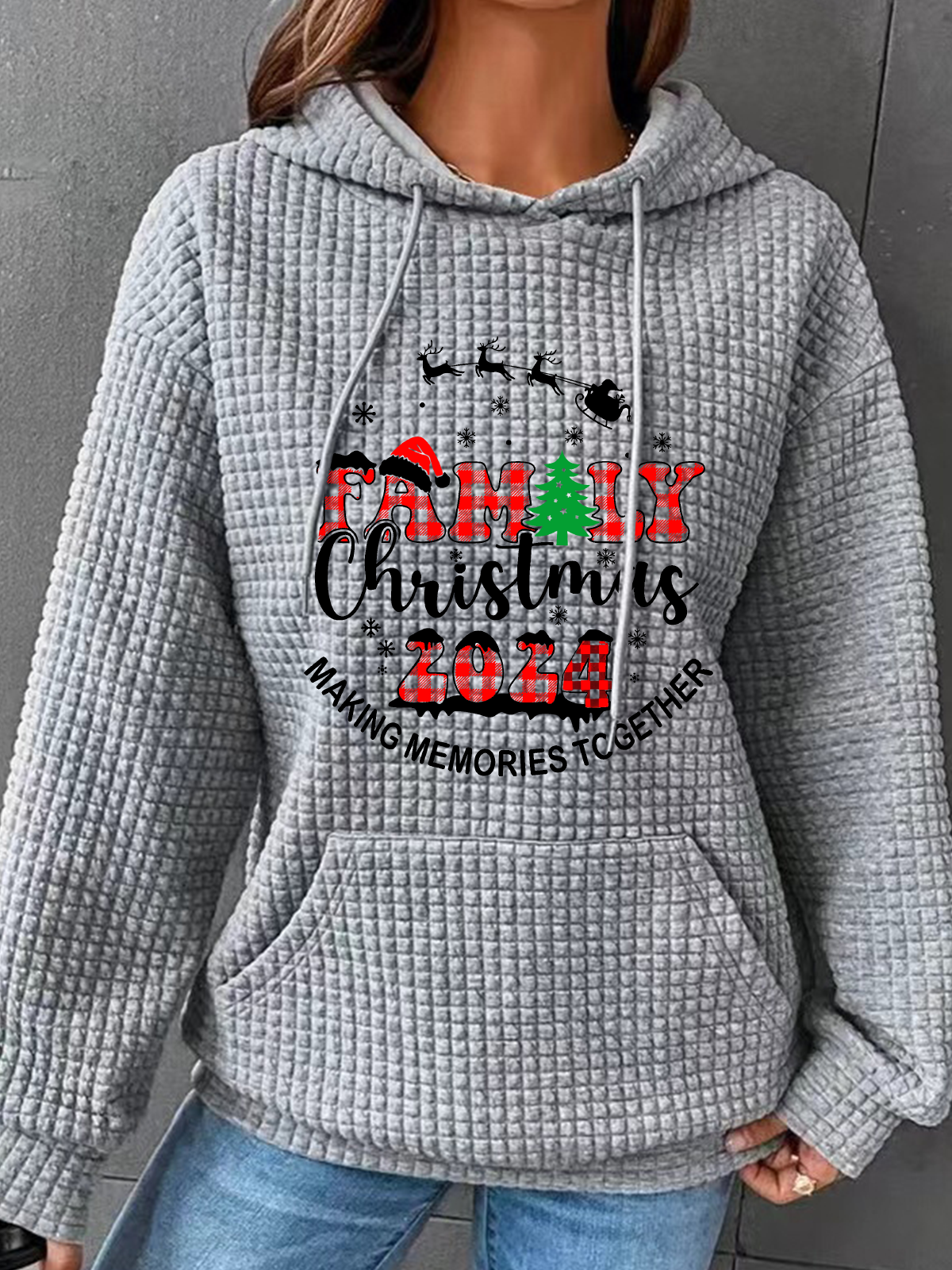 Christmas  Making Memories Together Simple Loose Hoodie