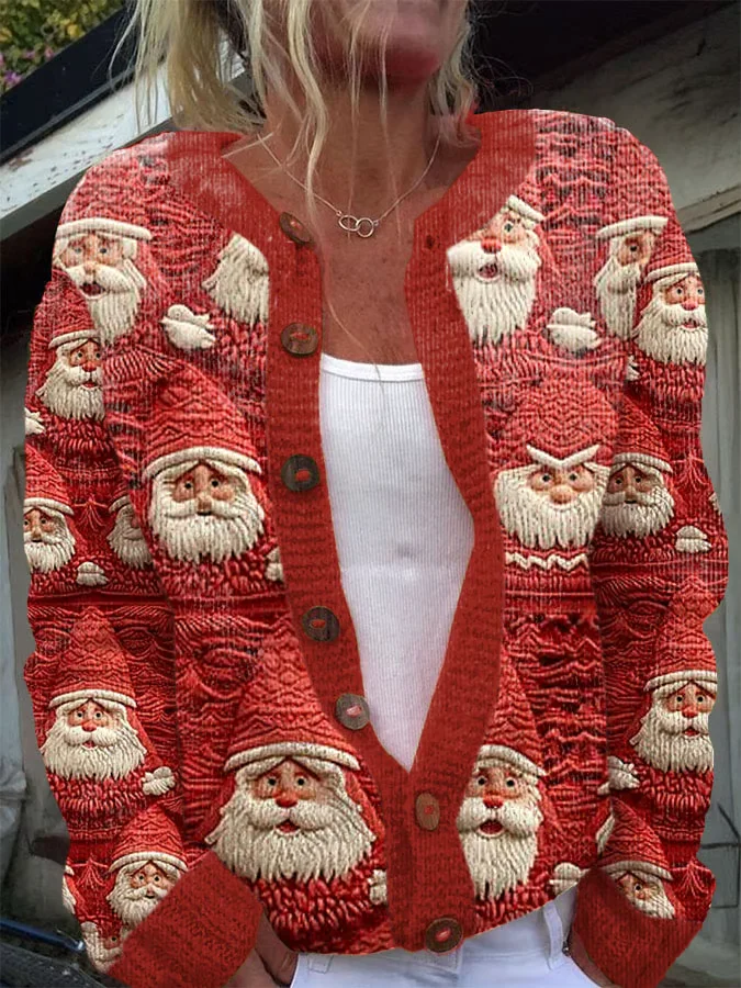 Women's Christmas Printed Comfortable Knitted Cardigan