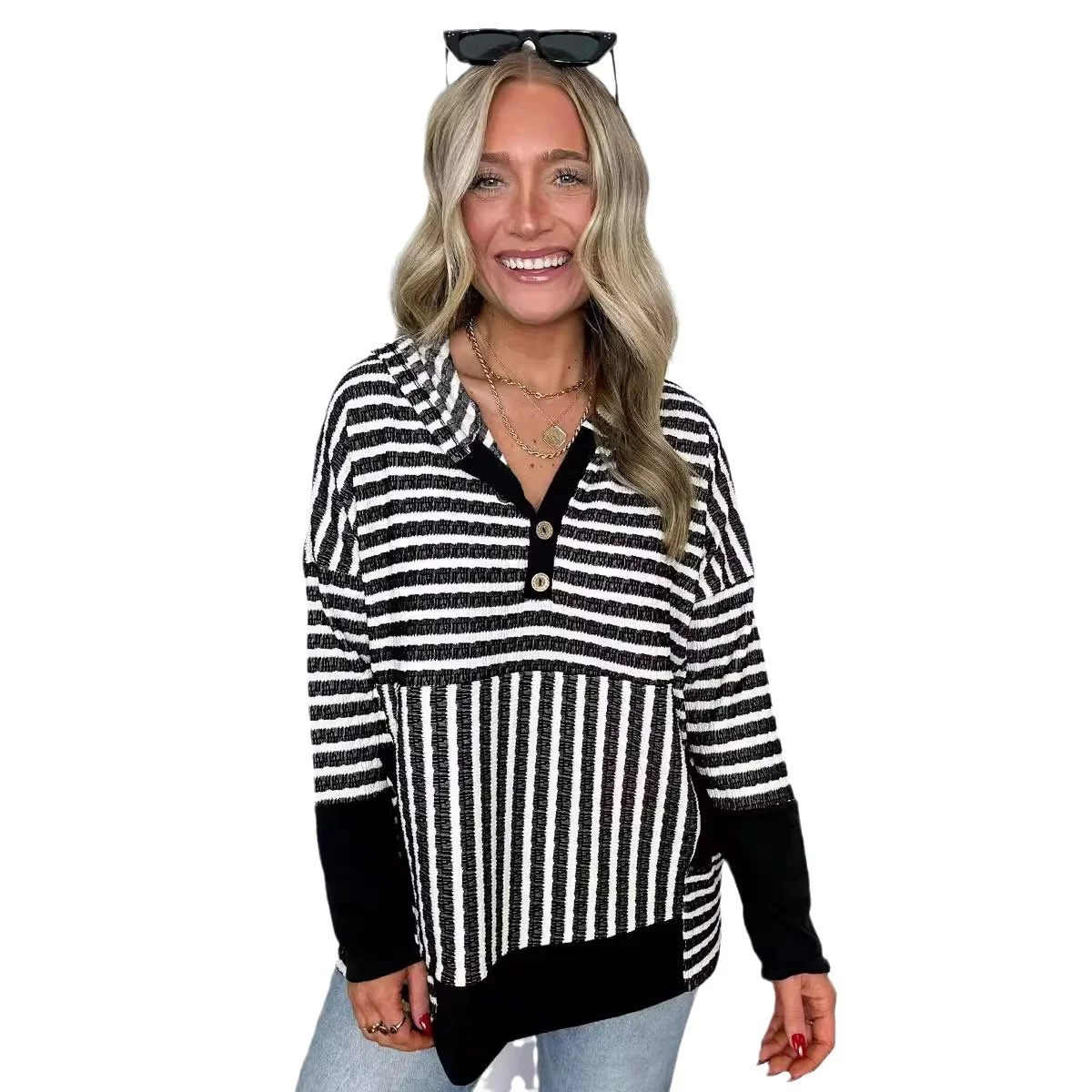 Casual Loose Hoodie Striped Hoodie