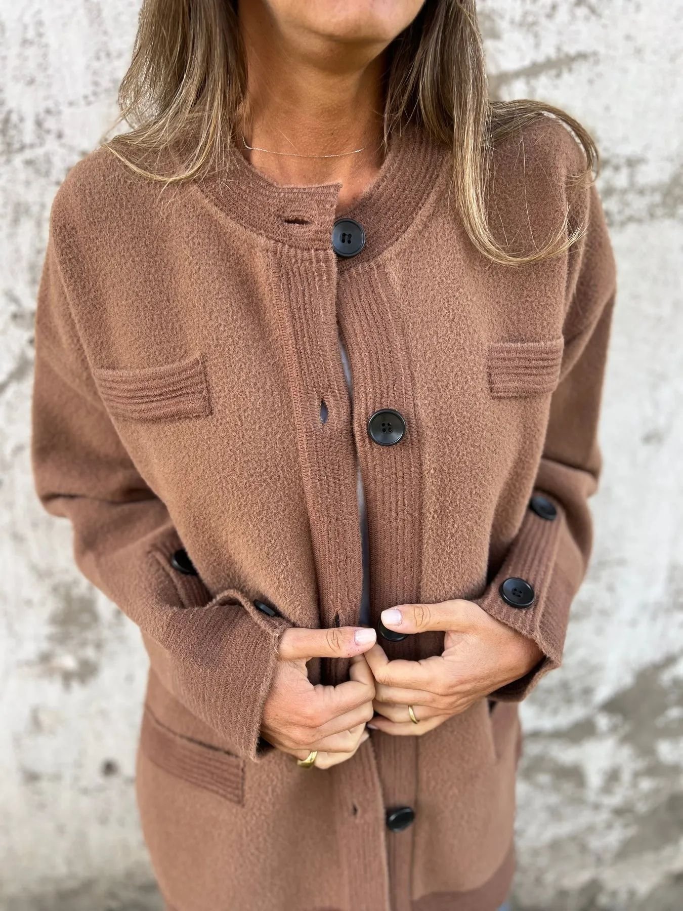 Casual Plain Wool/Knitting Coat