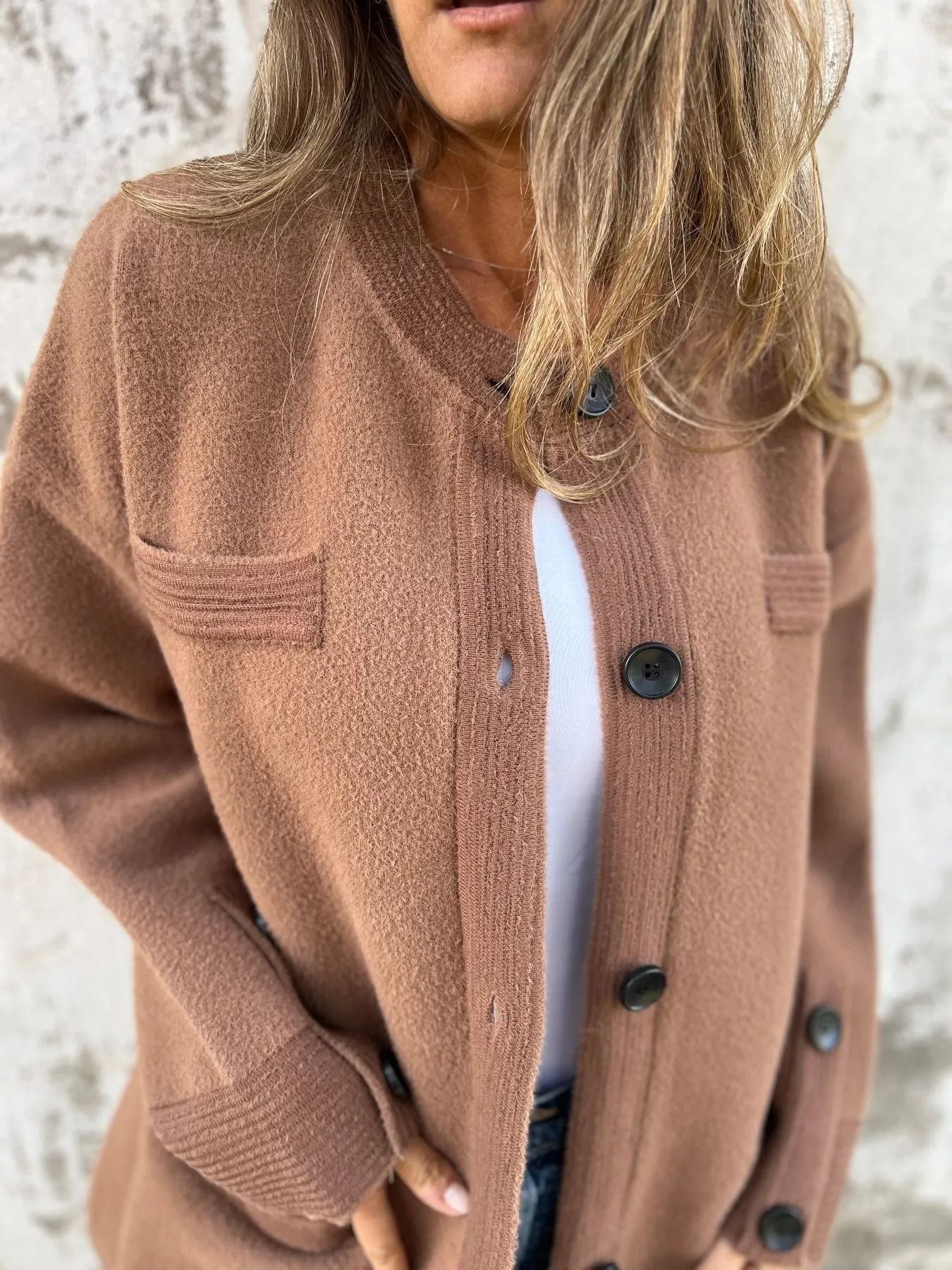 Casual Plain Wool/Knitting Coat