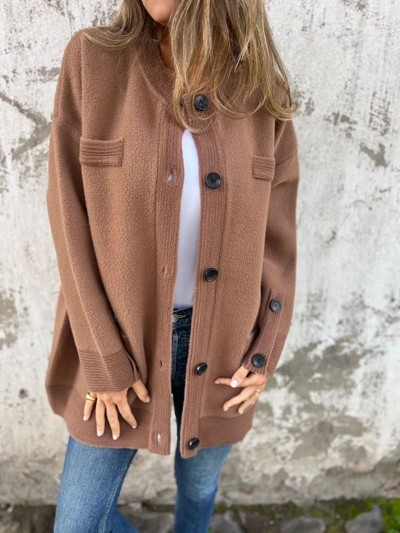 Casual Plain Wool/Knitting Coat