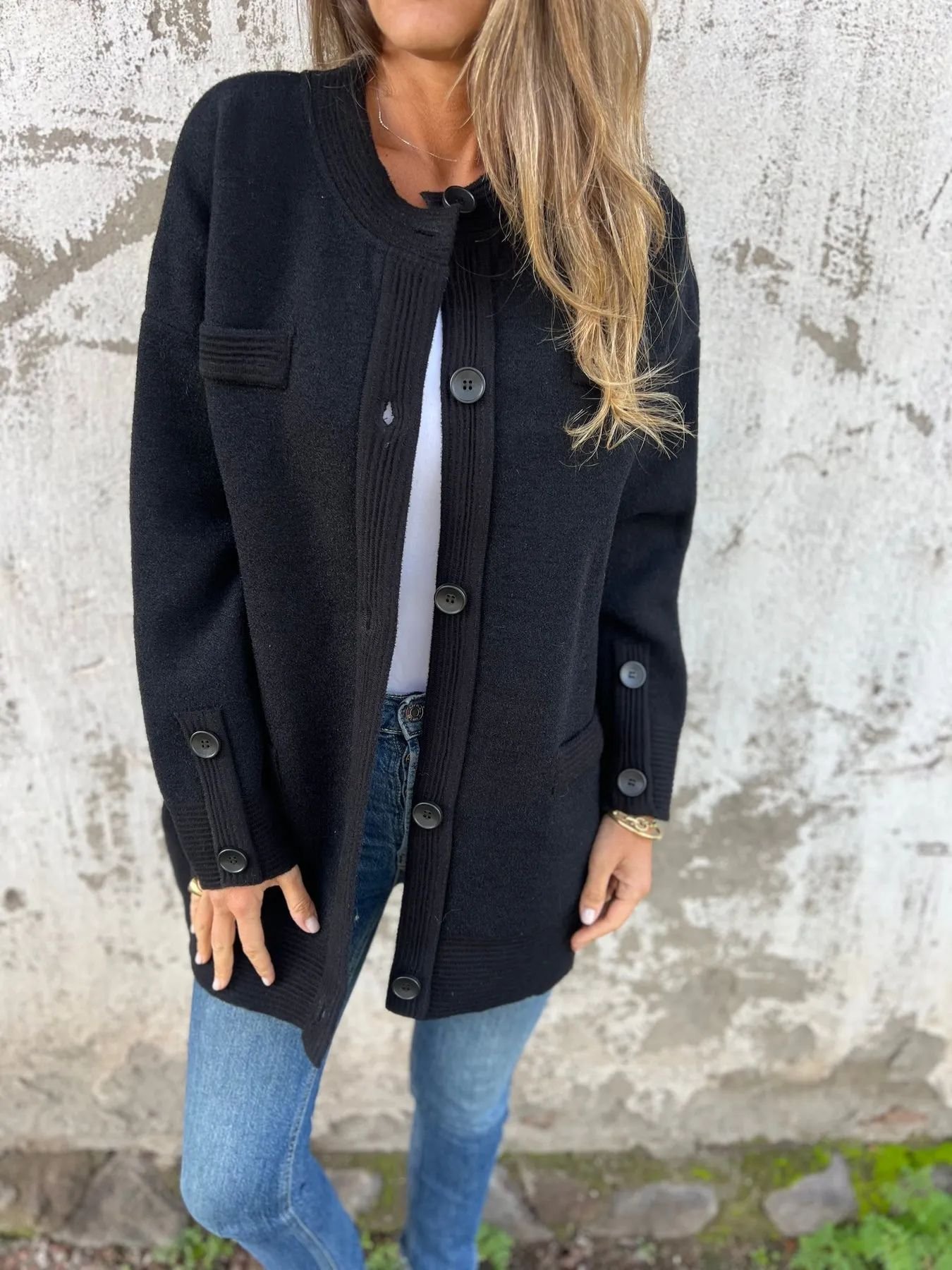 Casual Plain Wool/Knitting Coat