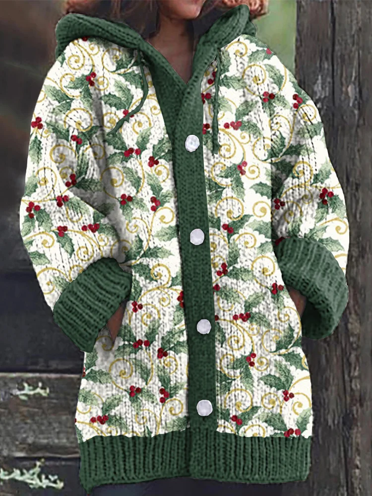 Wool/Knitting Regular Fit Floral Casual Cardigan