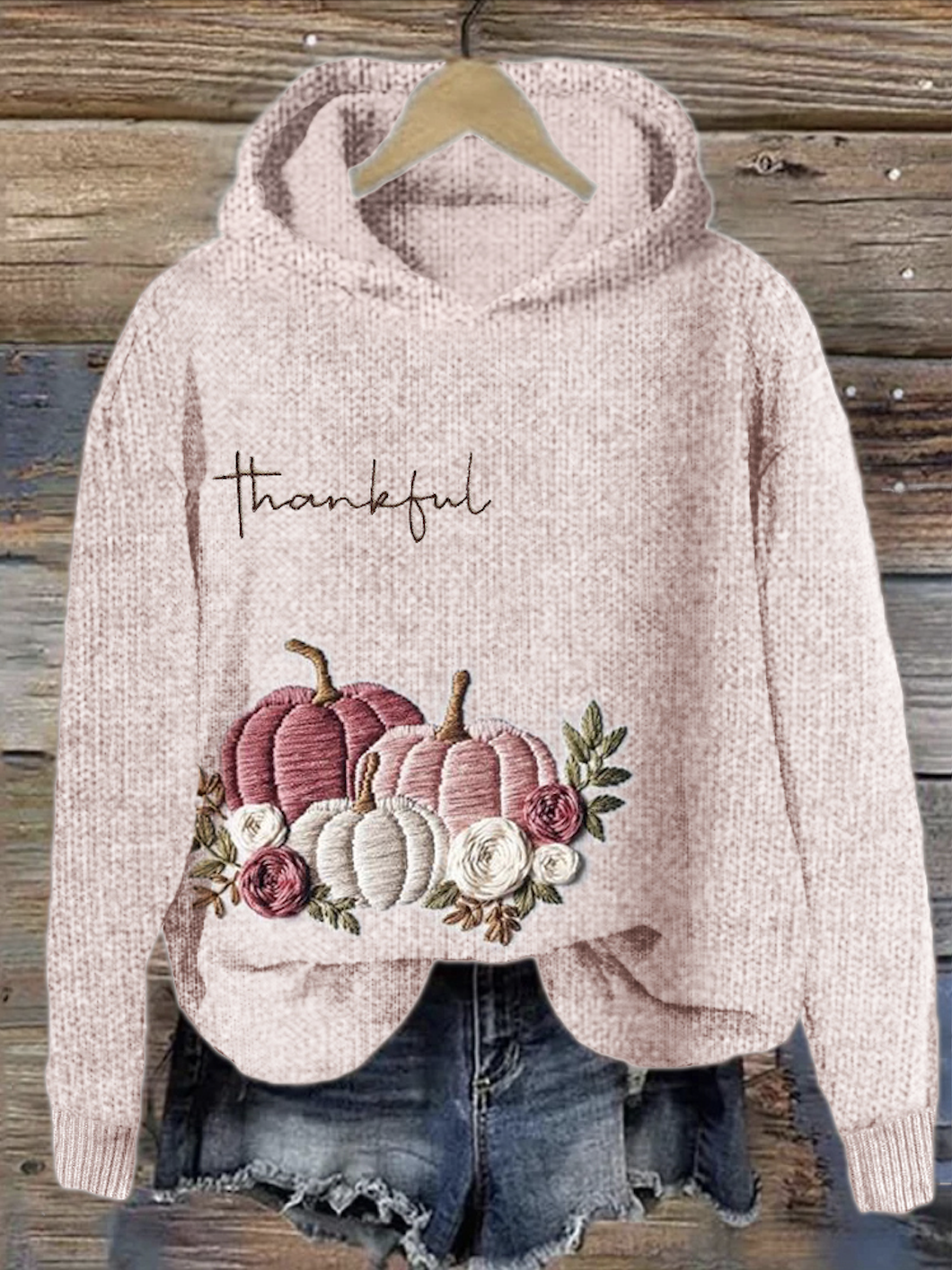 Floral Casual Cotton Loose Hoodie