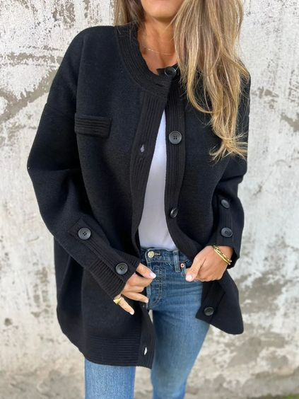 Casual Plain Wool/Knitting Coat