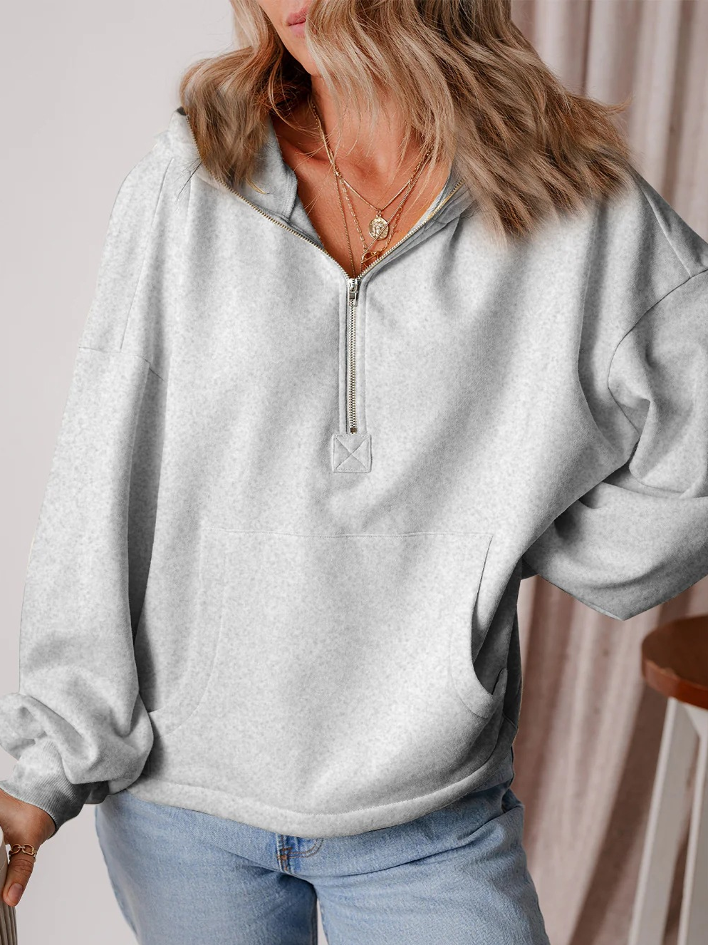 Hoodie Zipper Casual Loose Sweatshirt